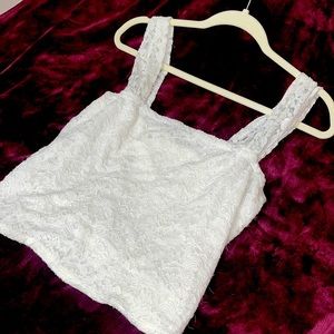 white lace cropped cami, size XL